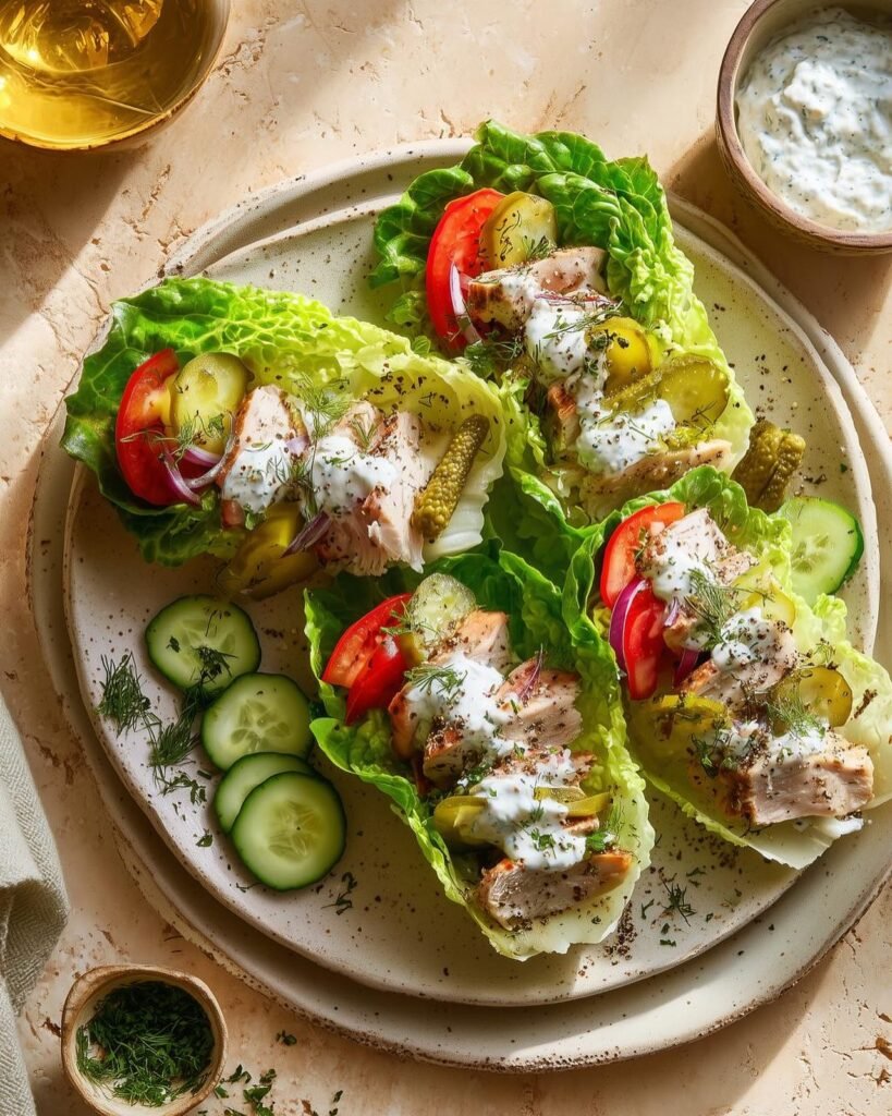 Greek Chicken Lettuce Wraps